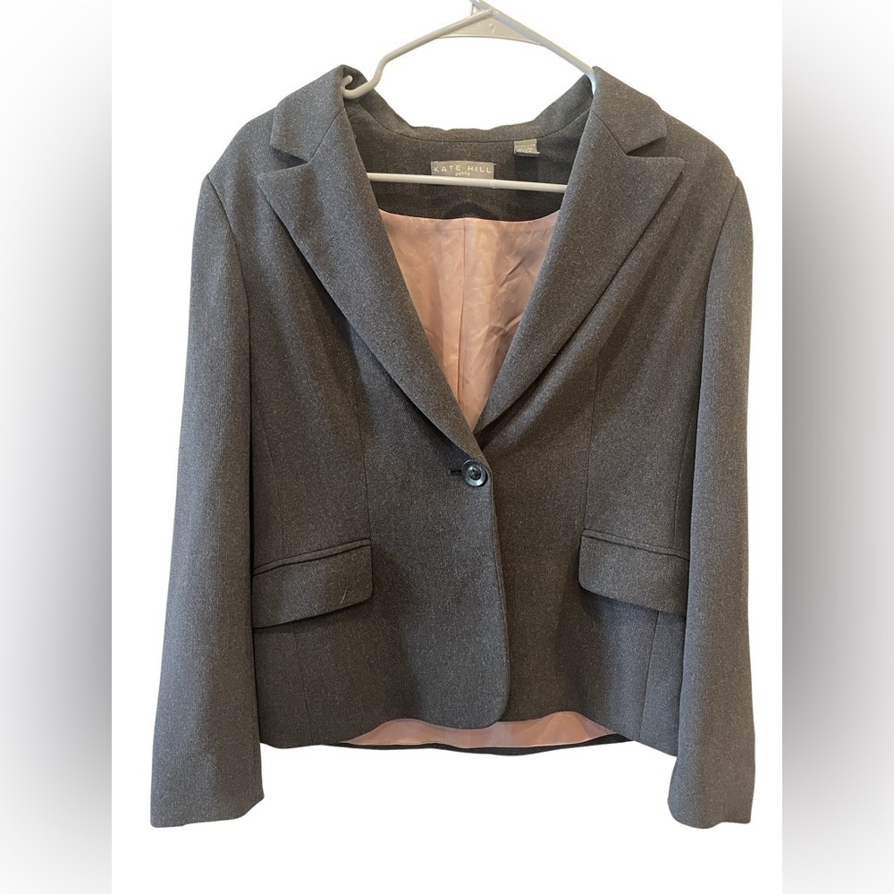 Kate Hill Gray Longsleeve Office Button Collar Blazer Size 10P